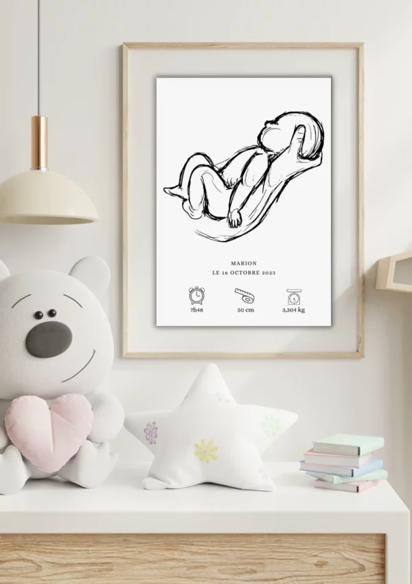 Jolie affiche naissance bébé fille ou garçon dans une chambre d'enfant