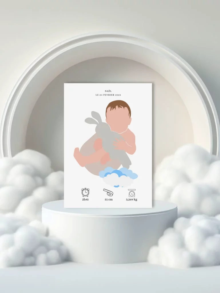 Jolie affiche naissance pour bébé garçon