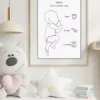 Jolie affiche naissance minimaliste bébé fille ou garçon sur étagère