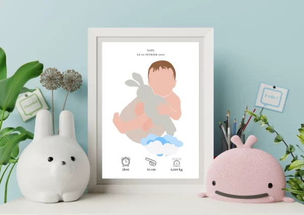 Jolie affiche naissance pour bébé garçon