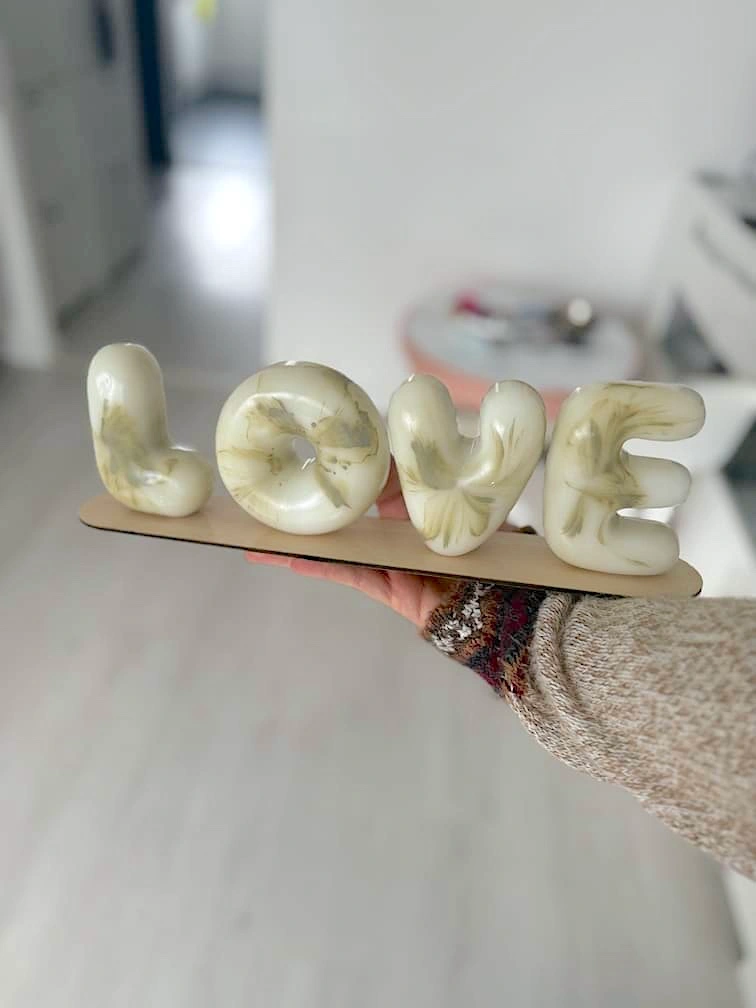 Cadeau couple love 3D en resine, déco design