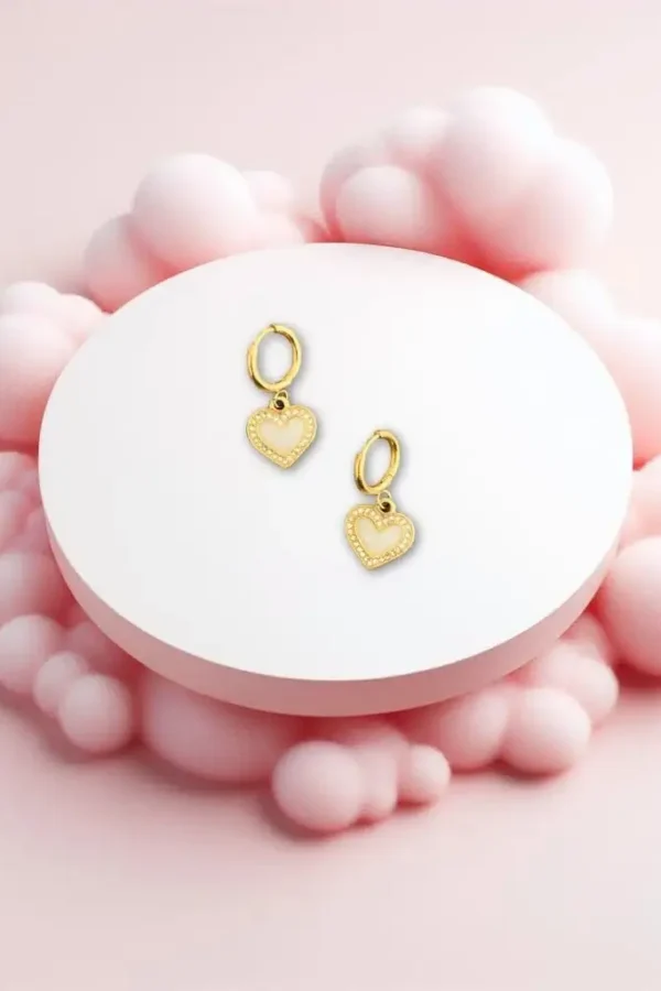 Boucles d&rsquo;oreilles au lait maternel cœur