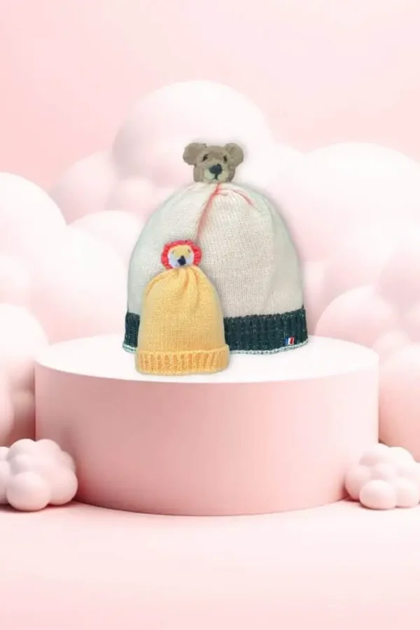 Bonnet de naissance et enfant « Les amis animaux »