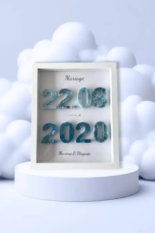 Cadre date de mariage personnalisé souvenir éternel en résine