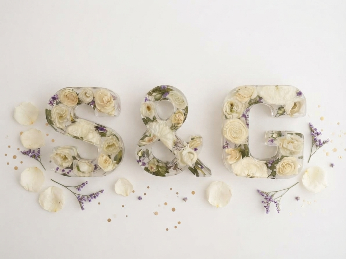 Bouquet de mariée immortalisé dans initiales