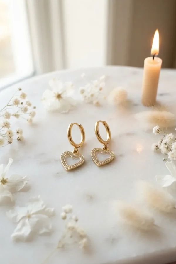 Boucles d’oreilles au lait maternel cœur