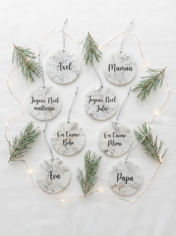 Boules de Noël personnalisées en résine, lot de 4 à 10