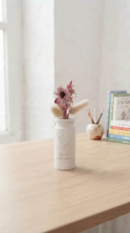 Cadeau de maîtresse original : dire merci avec vase fleuri