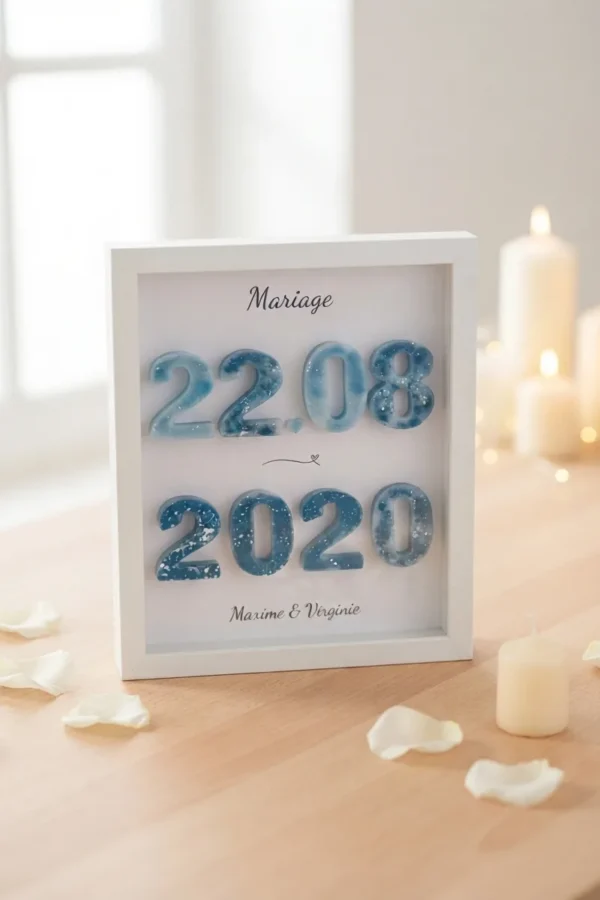 Cadre date de mariage personnalisé souvenir éternel en résine