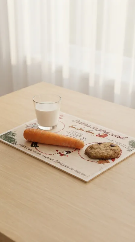 Plateau du Père Noël à imprimer, avec un verre de lait, une carotte et un biscuit