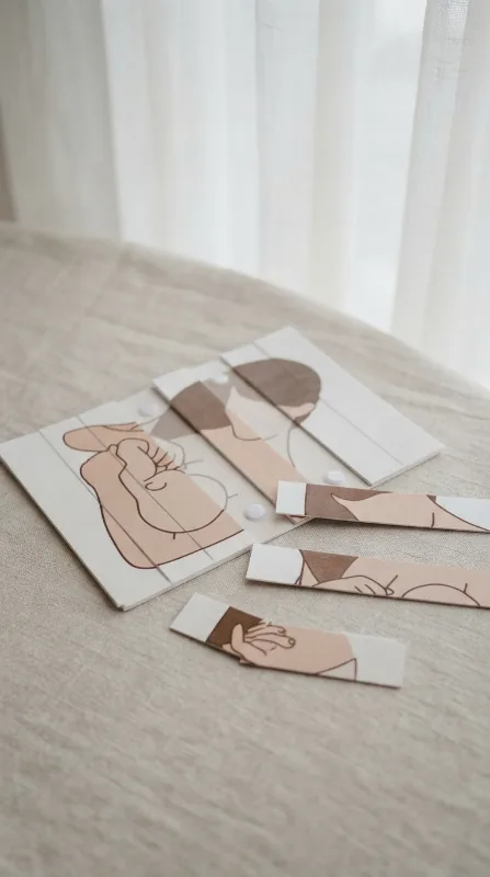 Puzzle allaitement à imprimer, pièces illustrées d'une maman et de son bébé