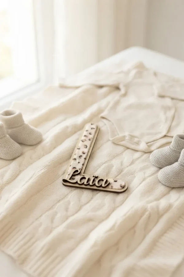 Décoration initiale de bébé : souvenir avec ses vêtements